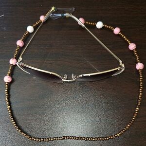 Handmade Breast Cancer Eye Glass Necklace